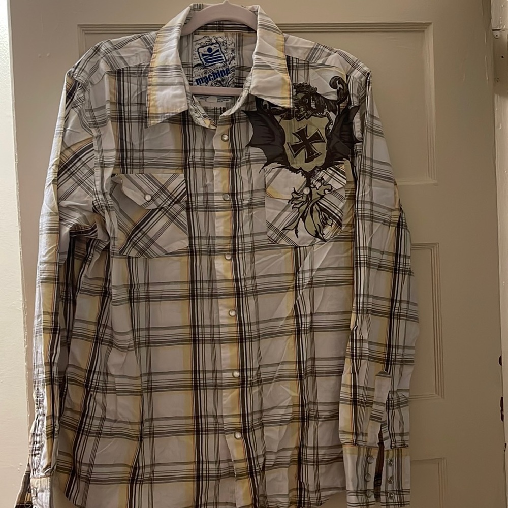 Machine Plaid Dress Shirt